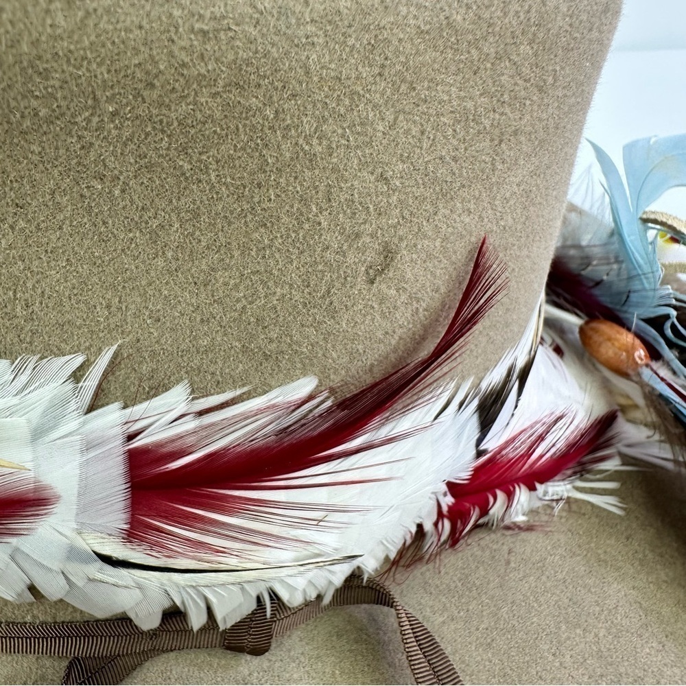 VTG American Hat Co Quality Western Cowboy Hat Size 6.5 Feathers - Picture 9 of 12